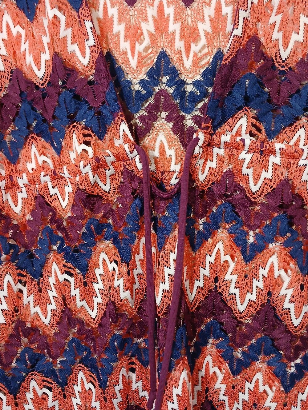Miken Swim Crochet Chevron Knit Cover Up Dress XL Adjustable Waist Beach CoverUp - Picture 6 of 7